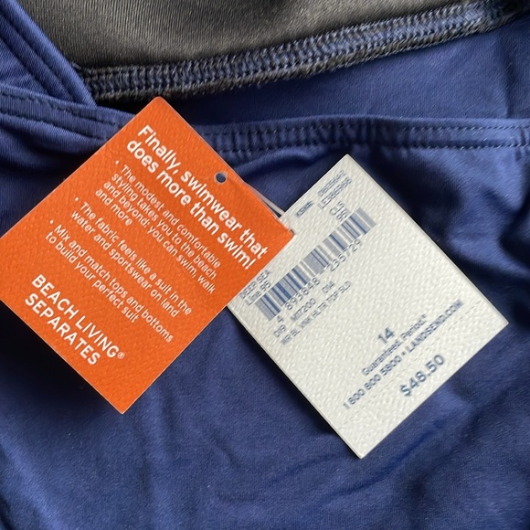 Lands end blue halter swimsuit top deep sea size 14 beaches living seperate new - Picture 7 of 7